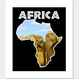 African Wildlife Continent Blue Sky Elephants Posters and Art
